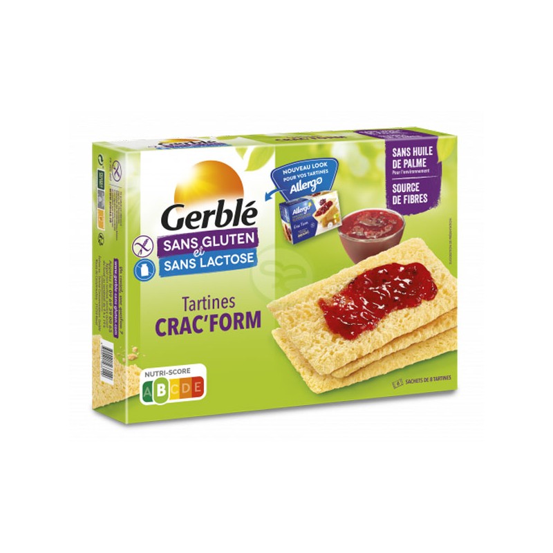 Tartines Crac'Form Gerble sans gluten et sans lactose